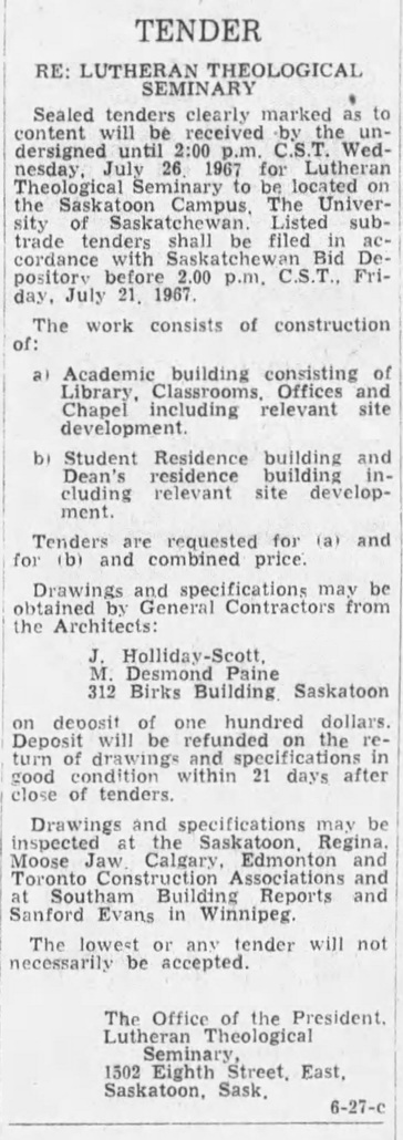1966 Star Phoenix Lutheran Theological Seminary University 114 Seminary construction 4 Holliday-Scott Jun 23 p23