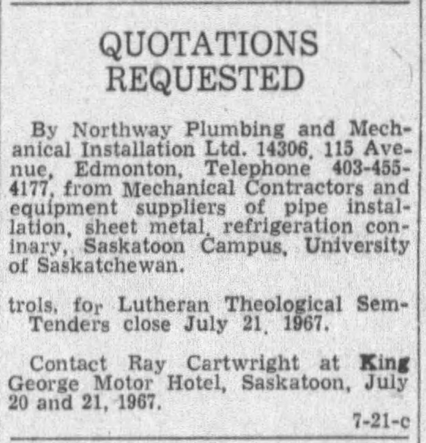 1967 Star Phoenix Lutheran Theological Seminary University 114 Seminary construction 5 quotations Jul 18 p16