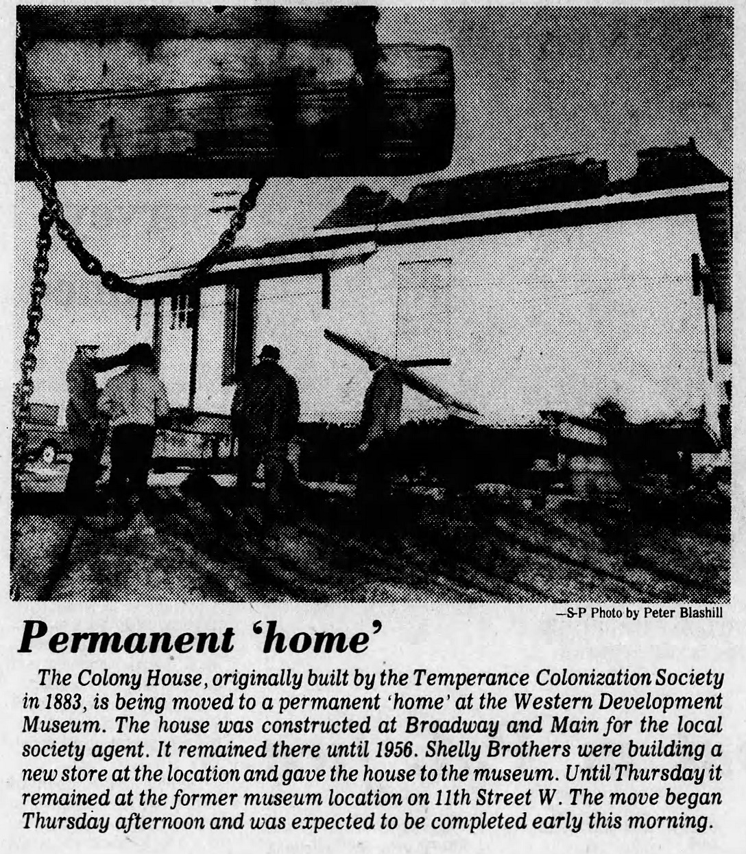 1977 Star Phoenix The Colony House 1883 Temperance Colonization Society heritage history WDM Shelly Brothers photo Nov 4