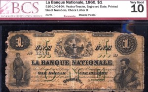 CanadaBill1860LaBanqueNational1Dollar