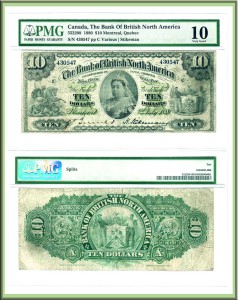 CanadaBill1880BankOfBritishNorthAmerica10Dollar