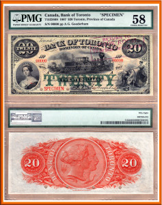 CanadaBill1887BankOfToronto20Dollar