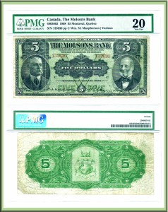 CanadaBill1908MolsonsBank5Dollar