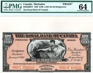 CanadaBill1920RoyalBankOfCanadaBarbados100Dollar