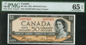 CanadaBill1954QueenElizabeth50Dollar